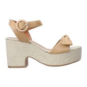 NEW LOVE RIO women's hazel platform bow sandals in pecan natural